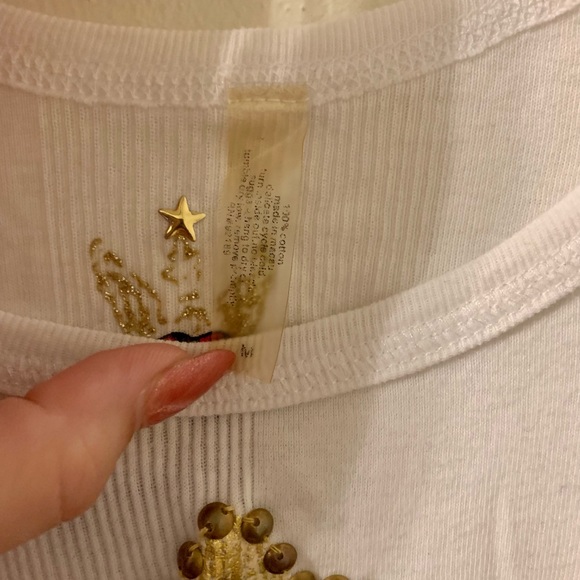 🎄Y2K Twisted Heart Embellished Cross White Tank Medium 4-6 - Picture 10 of 10